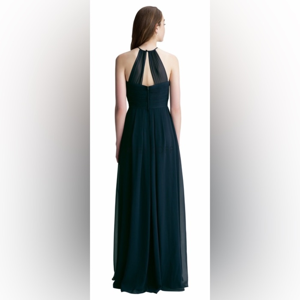 #LEVKOFF Bridesmaids Navy Chiffon Maxi Dress / Gown Size 4 - Picture 2 of 11